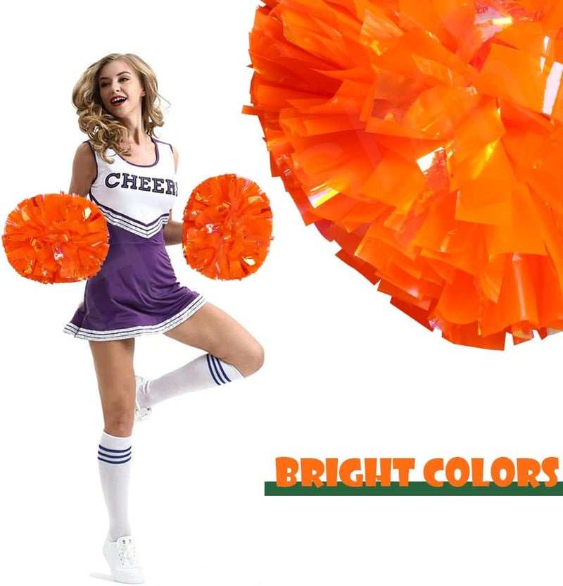 Hooshing 2 Pack Cheerleading Pom Poms with Baton Handle Rainbow Colorful Cheer Pom Poms for Sports Team Spirit Cheering Kids Adults - Image 3